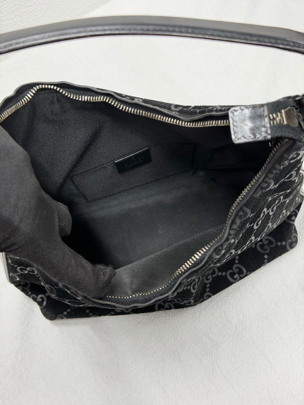 GUCCI Suede GG logo Hobo bag