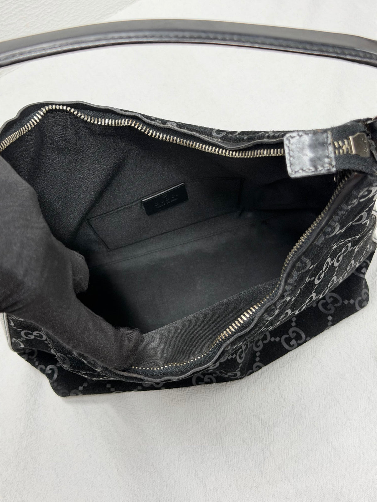 GUCCI Suede GG logo Hobo bag