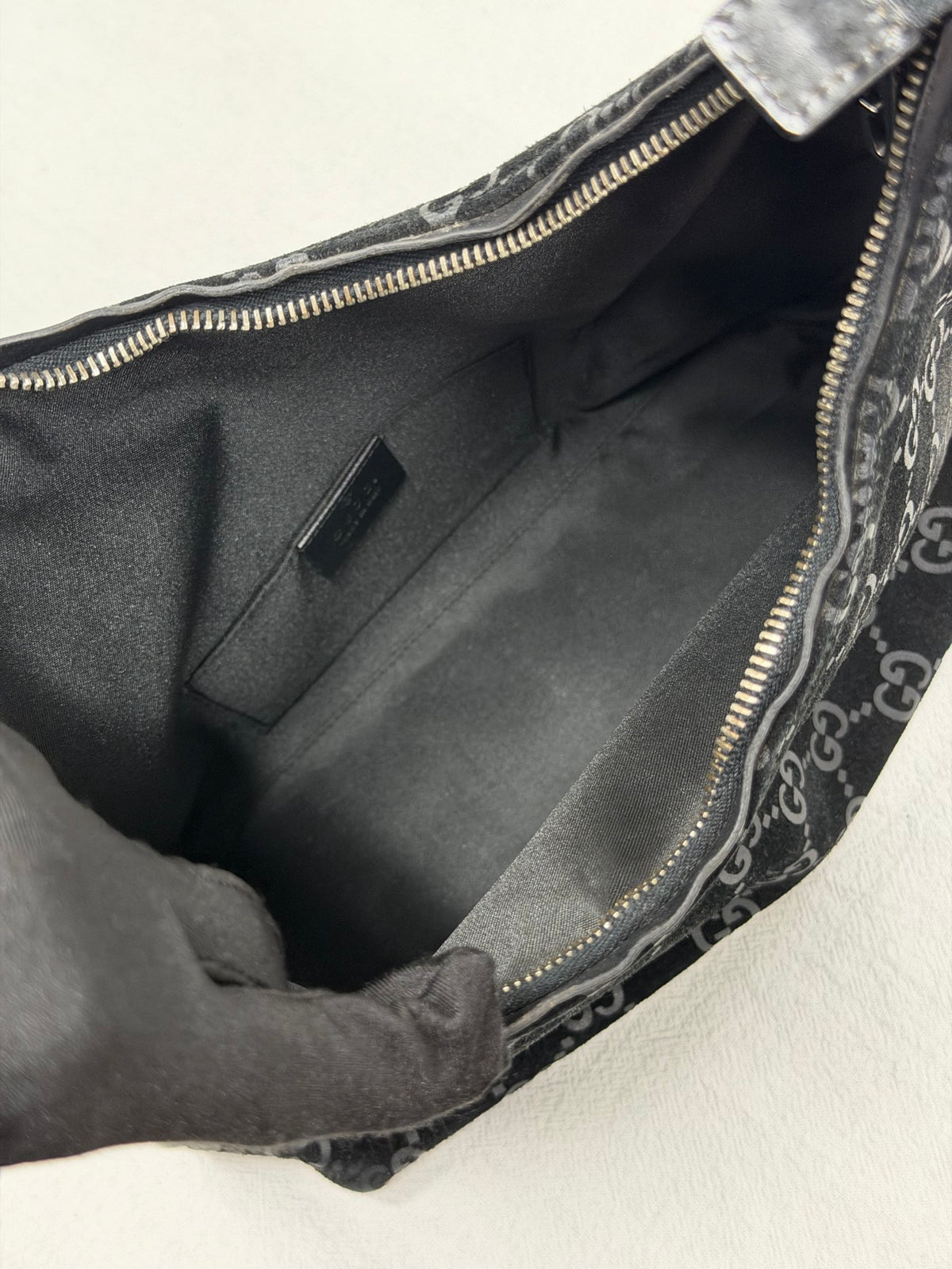 GUCCI Suede GG logo Hobo bag